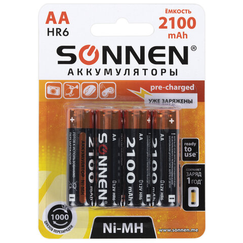   Ni-Mh   4 .,  (HR6) 2100 mAh, SONNEN, 455606 