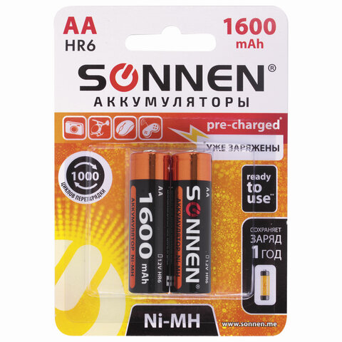   Ni-Mh   2 .,  (HR6) 1600 mAh, SONNEN, 454233 