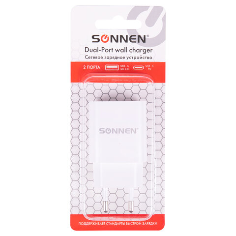     (220) SONNEN,  USB+Type-C, QC 3.0, 3 , , 455505 