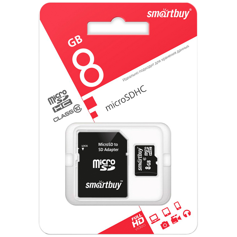   SmartBuy MicroSDHC 8GB UHS-1, Class 10,   23/ (  SD) 