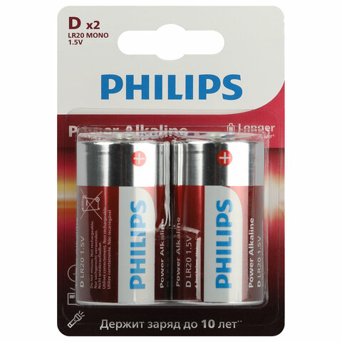    2 ., PHILIPS Power Alkaline, D (LR20, 13), , 0062732 