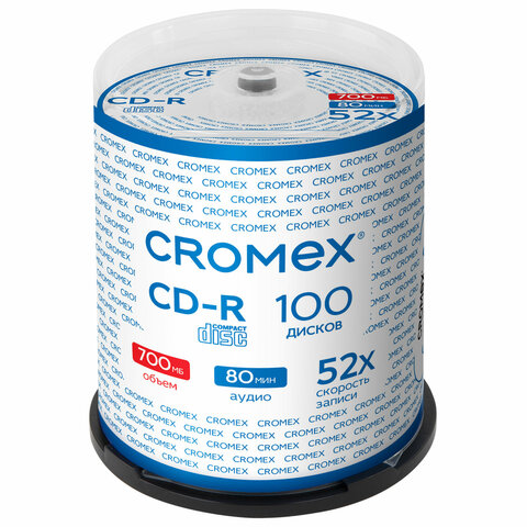  CD-R CROMEX, 700 Mb, 52x, Cake Box (  ),  100 ., 513778 