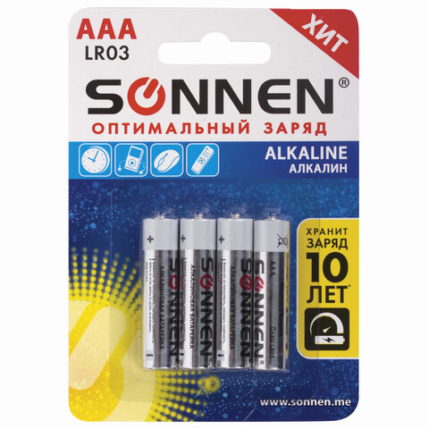   4 ., SONNEN Alkaline, AAA (LR03, 24), , ,  , 451088 