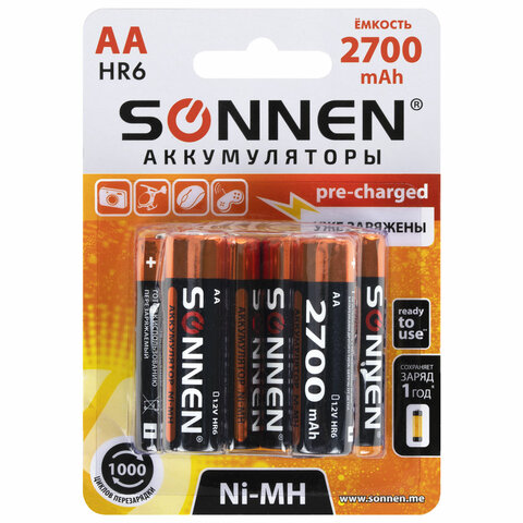   Ni-Mh   6 .,  (HR6) 2700 mAh, SONNEN, 455608 